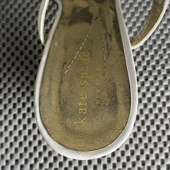 Kate Spade Heeled Sandals Womens Size 8.5 B White Ankle Strap Made In Italy - Picture 11 of 13